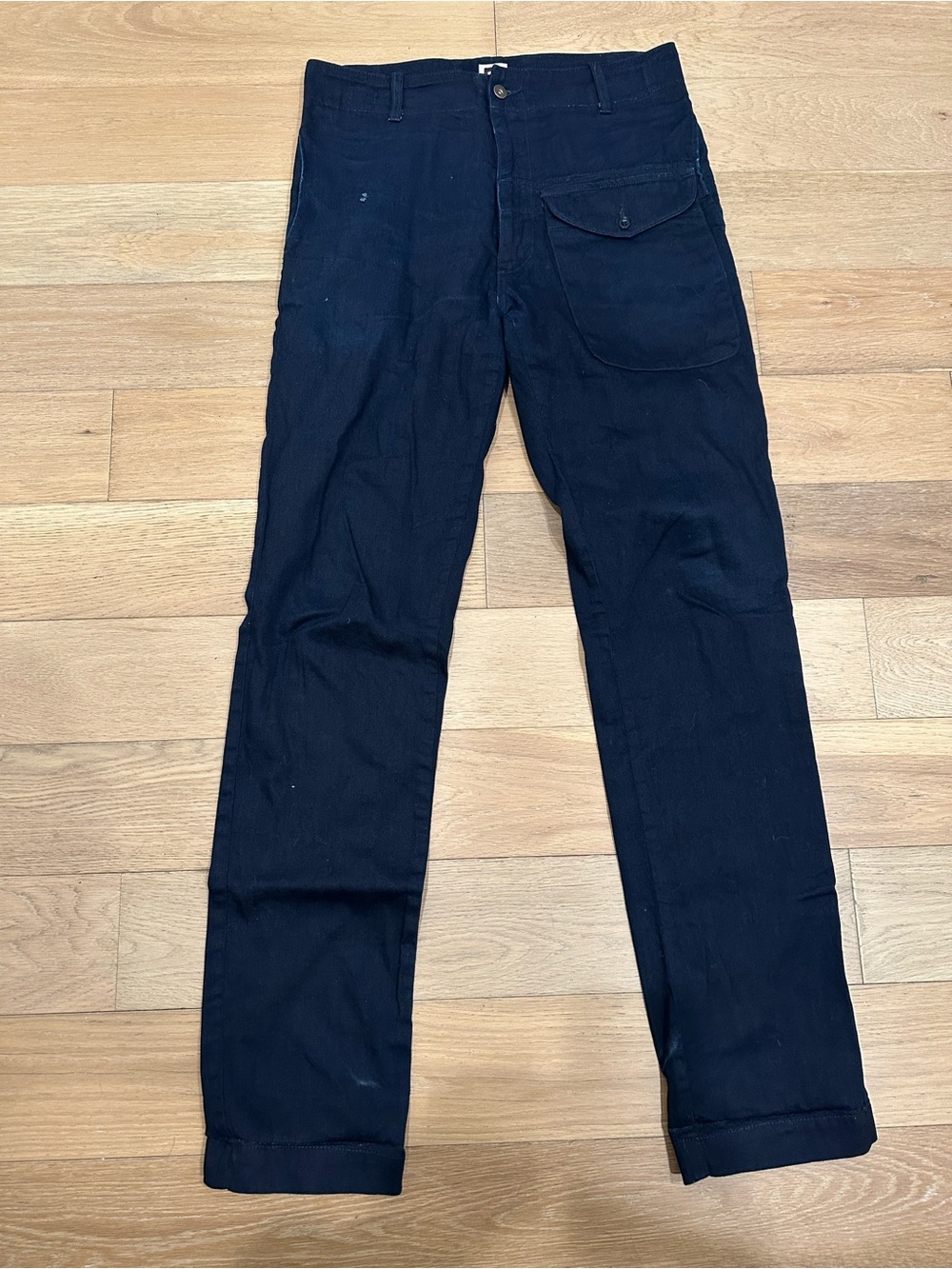 Tellason Ghurka Pants Mens 32 Blue Double Indigo Japan Twill Fatigues Raw Denim